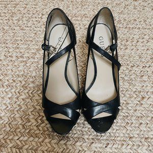 Guess Black Peep Toe Heels
